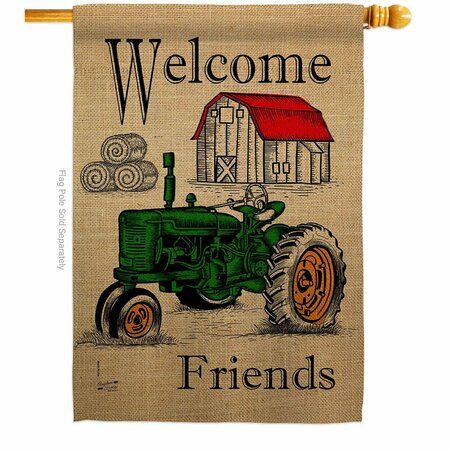 PATIO TRASERO Welcome Friends Yall Country Living Primitive 28 x 40 in. Double-Sided Vertical House Flags PA4061168